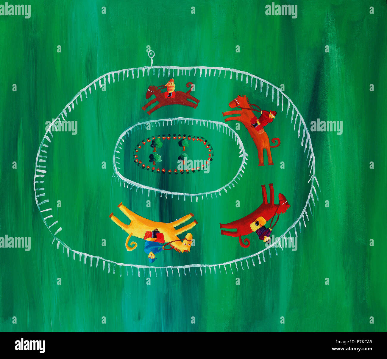 Pittura Acrilica di un cavallo di razza Foto Stock