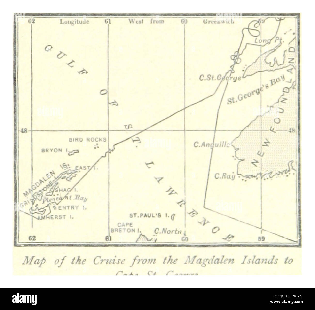 (1885) p061 Mappa della crociera dal Magdalenen Isole di Capo San Giorgio Foto Stock