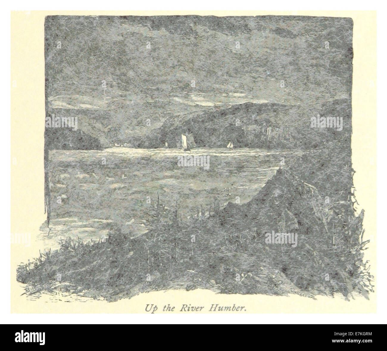 Questo disegno del 1885 illustra il fiume Humber, catturando gli aspetti panoramici e industriali del fiume in Inghilterra. L'immagine fornisce informazioni sul ruolo del fiume nel trasporto e nel commercio durante il XIX secolo. Foto Stock