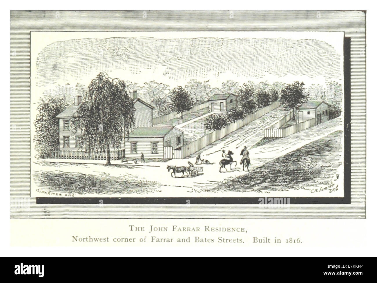 Schizzo e mappa di FARMER (1884) che illustra la residenza di John Farrar a Detroit, Michigan. La residenza, costruita nel 1816, espone l'architettura americana dei primi anni del XIX secolo e il design domestico. Foto Stock