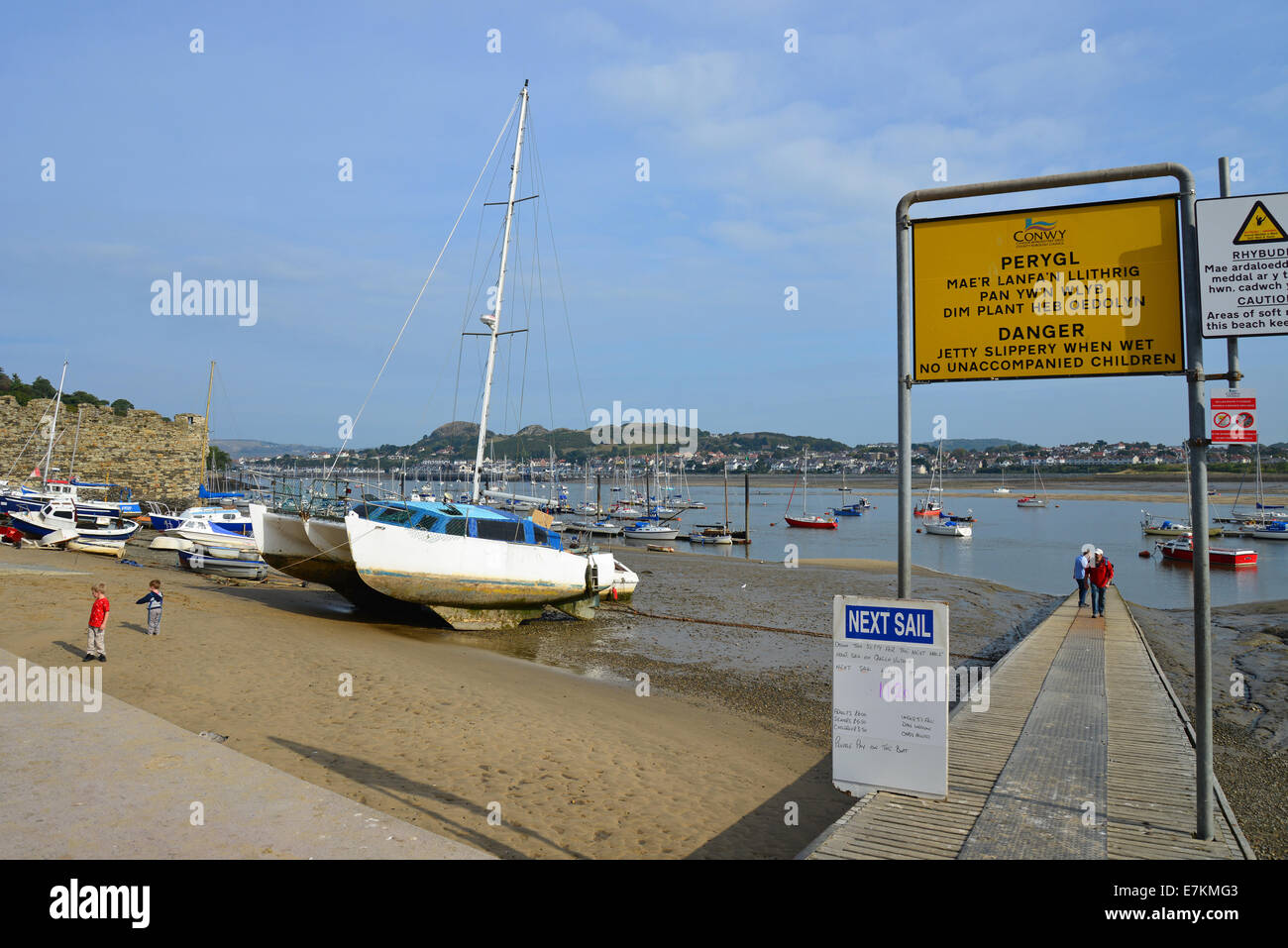 Conwy Harbour, Conwy, Conwy County Borough, Wales, Regno Unito Foto Stock