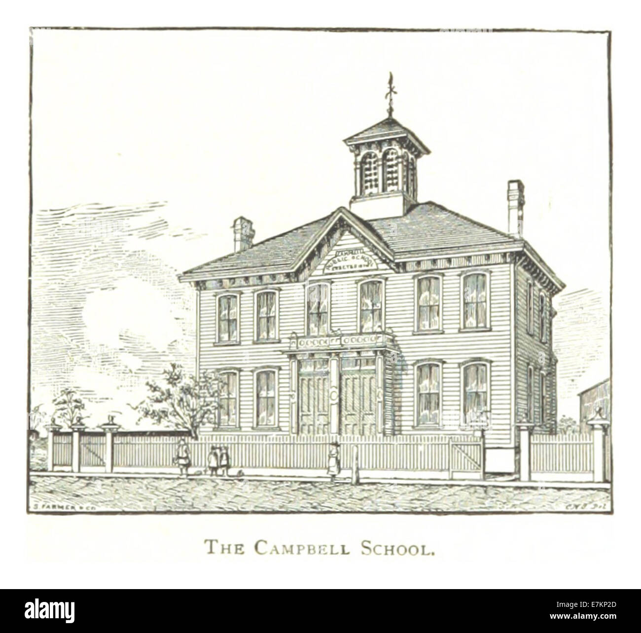 Questa pubblicazione del 1884 di Farmer include un'illustrazione o una descrizione della Campbell School di Detroit, fornendo approfondimenti storici sul ruolo della scuola nello sviluppo educativo della città. Foto Stock