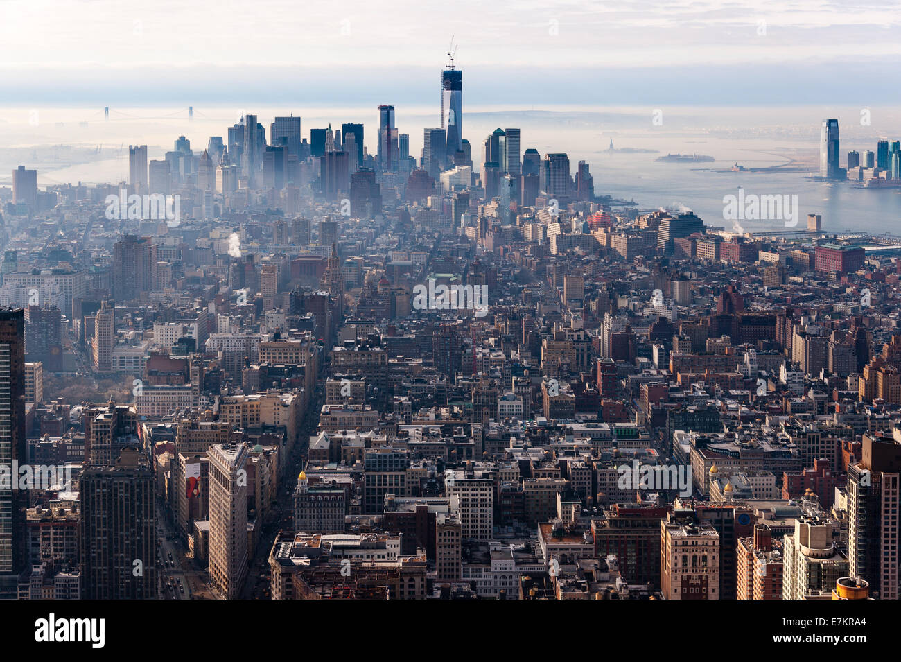 Noi, New York City. Vista dall'Empire State Building observation deck. Foto Stock