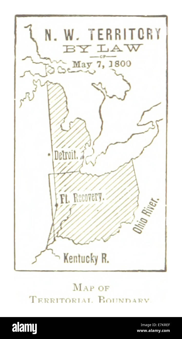 Questa mappa del 1800 tratta dal lavoro di Farmer del 1884 mostra i confini territoriali di una regione, probabilmente in Nord America, evidenziando le divisioni geografiche dei primi anni del XIX secolo. Foto Stock