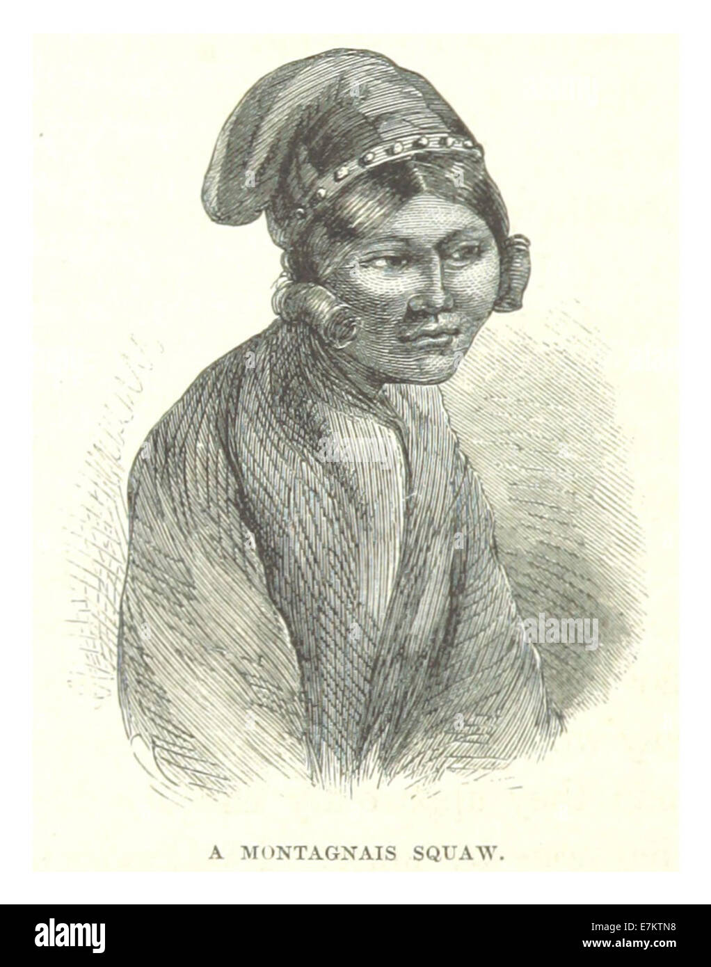 Un disegno del 1863 di Hind della spedizione Labrador, raffigurante una donna Montagnais, un gruppo indigeno del Canada settentrionale. Foto Stock