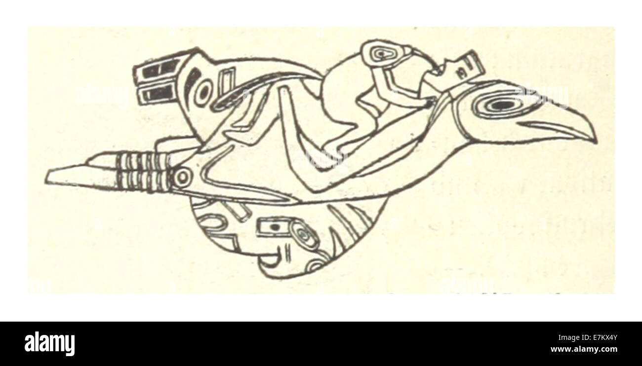 Questo schizzo del 1885 di Krause mostra un tradizionale sonaglio di danza Tiklit, un manufatto culturale utilizzato nelle cerimonie del popolo Tiklit, catturando lo stile etnografico del periodo. Foto Stock