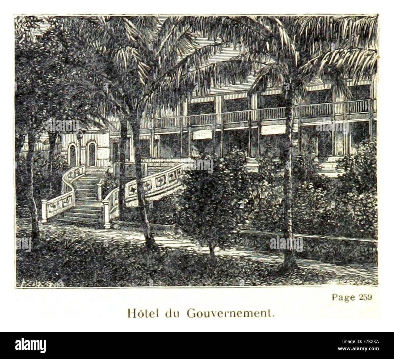 Questa illustrazione del 1884 di Lemire raffigura l'Hotel de Gouvernement, offrendo uno sguardo sull'architettura e il significato storico di questo edificio nel governo di una regione. Foto Stock