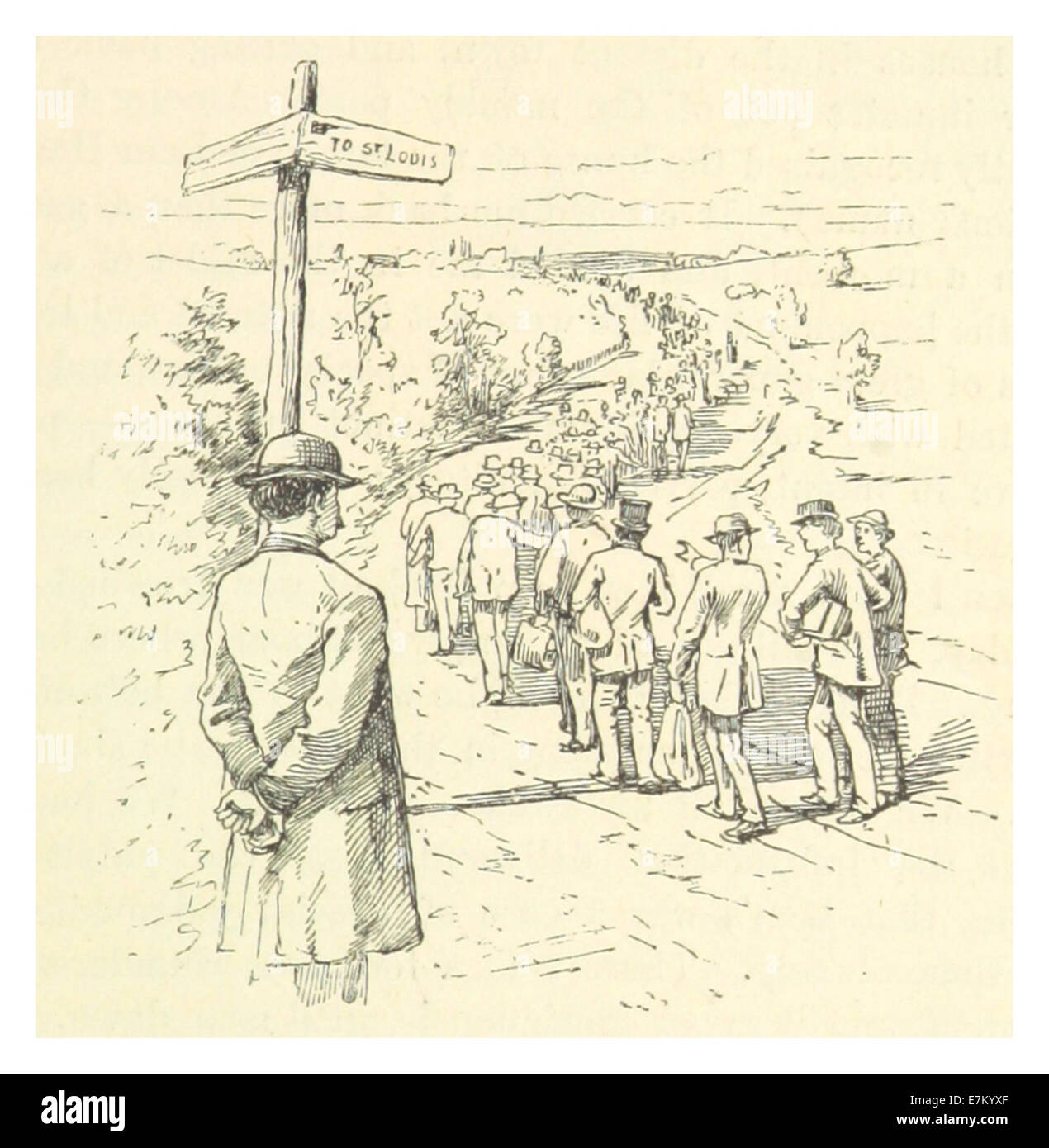 L'opera del 1883 di Mark Twain, "Fools for St. Louis", fornisce un commento satirico sulla città di St. Louis. Questo disegno, pubblicato nell'edizione del 1883, cattura la critica umoristica di Twain sulla cultura e il carattere della città. Foto Stock