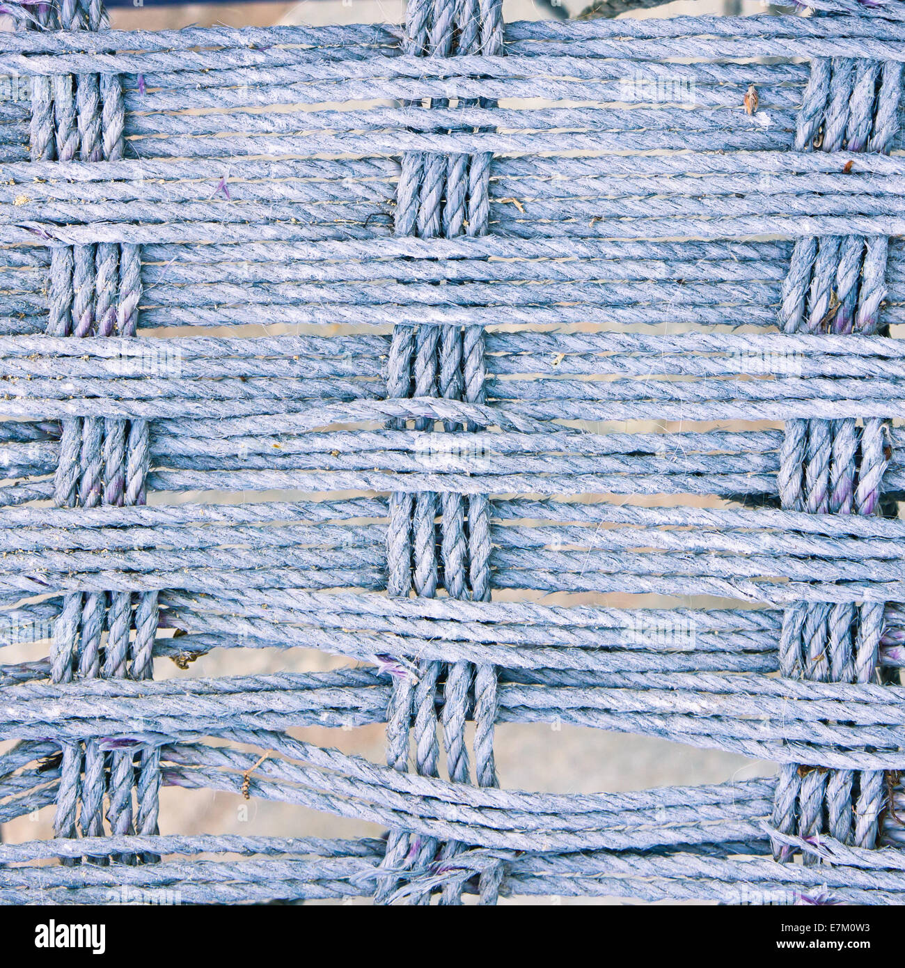 In prossimità di una parte di una superficie fatta di intreccio di fibre di corda Foto Stock