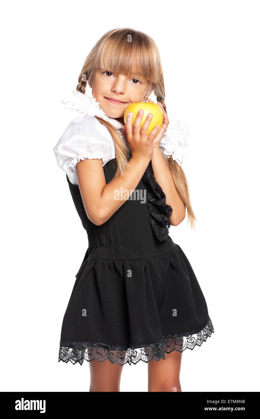 Ragazza con la mela Foto Stock