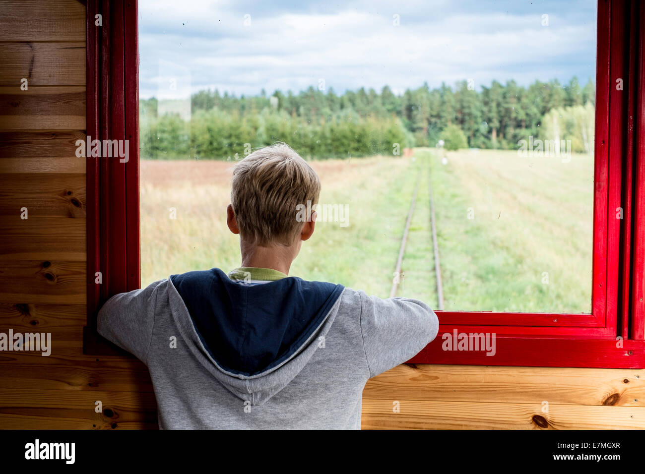 Visita il Parco Nazionale Wigierski dalla ferrovia a scartamento ridotto, Polonia Foto Stock