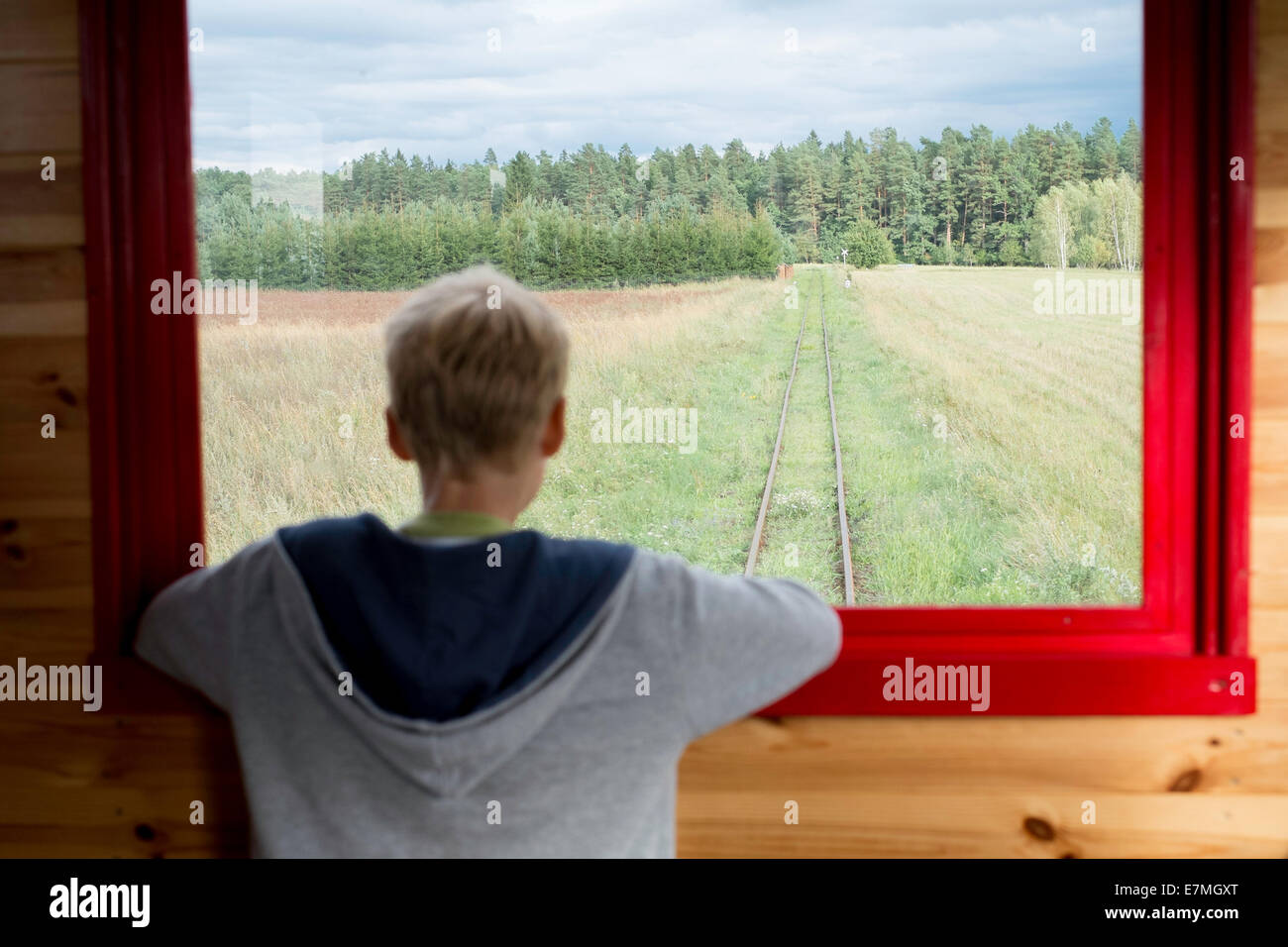 Visita il Parco Nazionale Wigierski dalla ferrovia a scartamento ridotto, Polonia Foto Stock