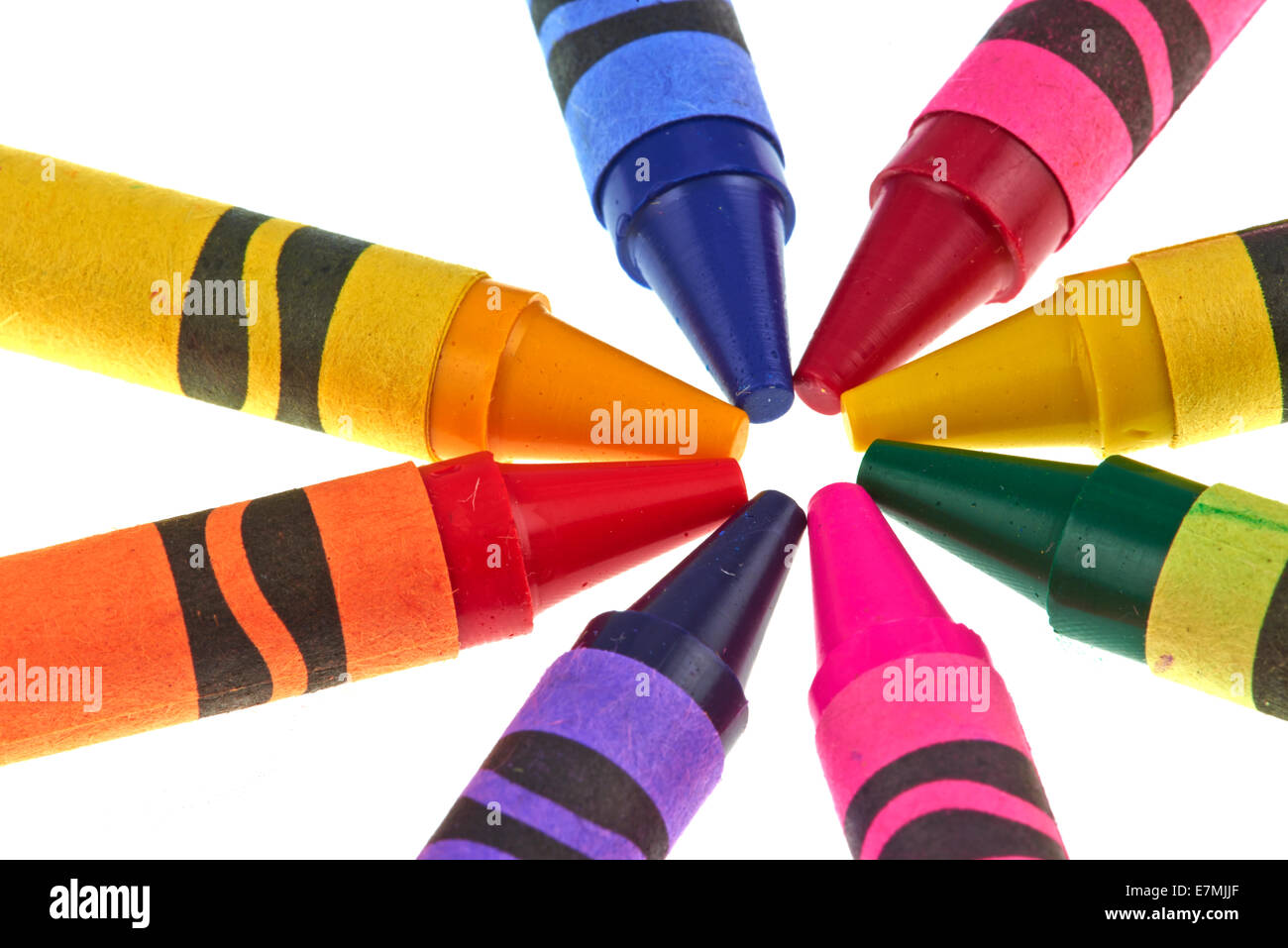 Colori pastelli Crayola disposti in un cerchio Foto Stock