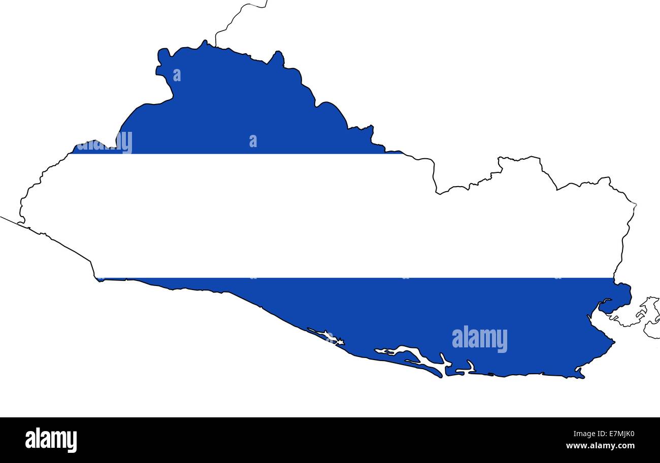 El Salvador mappa con semplice la bandiera nazionale senza stemma. Isolato su sfondo bianco. Foto Stock
