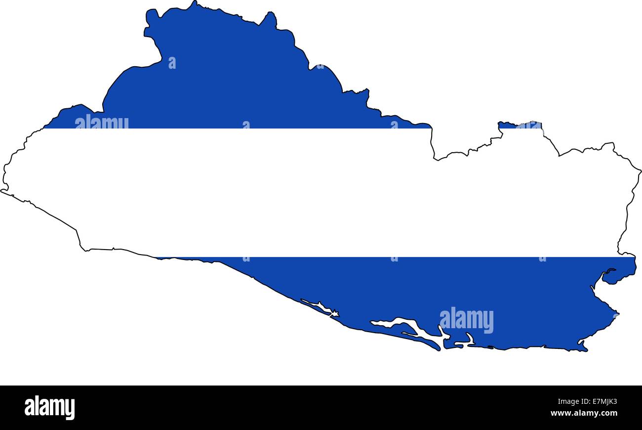 El Salvador mappa con semplice la bandiera nazionale senza stemma. Isolato su sfondo bianco. Foto Stock
