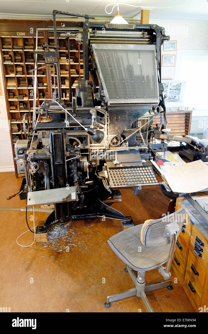 Vecchia macchina typesetting da Intertype Corporation, Brooklyn, N.Y. dal 1916 Foto Stock