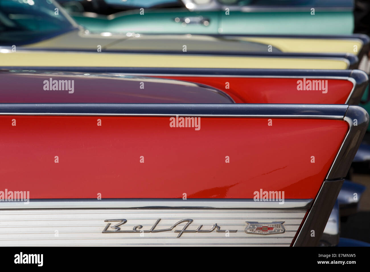 Vista astratta degli anni cinquanta Chevrolet Bel Airs Chevy. Classic American car Foto Stock