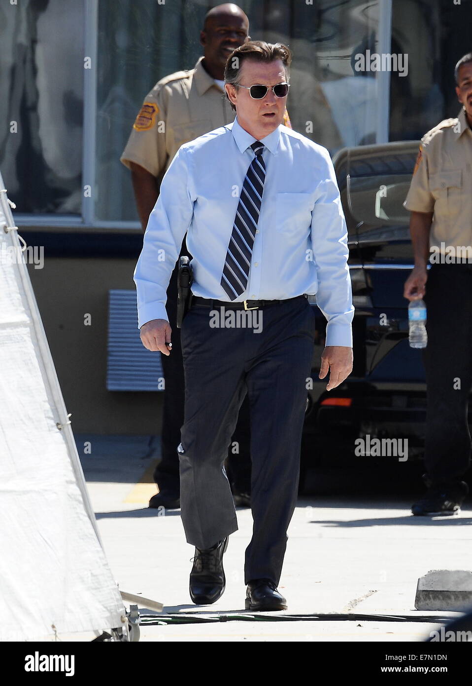 Katharine McPhee sul set del suo nuovo pilota TV 'Scorpion' riprese su posizione con co-star Robert Patrick di Burbank con: Robert Patrick dove: di Burbank, California, Stati Uniti quando: 19 Mar 2014 Foto Stock