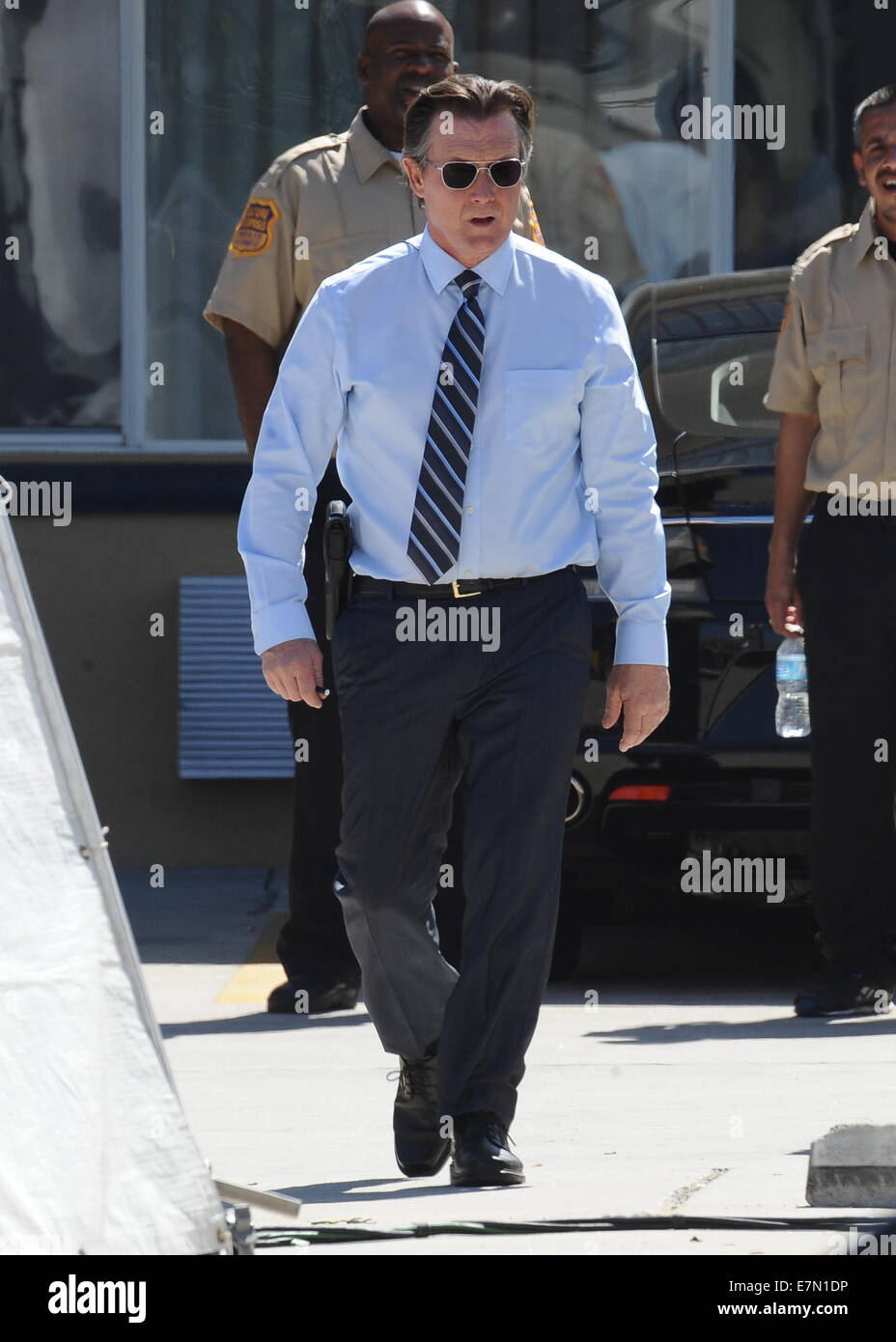 Katharine McPhee sul set del suo nuovo pilota TV 'Scorpion' riprese su posizione con co-star Robert Patrick di Burbank con: Robert Patrick dove: di Burbank, California, Stati Uniti quando: 19 Mar 2014 Foto Stock