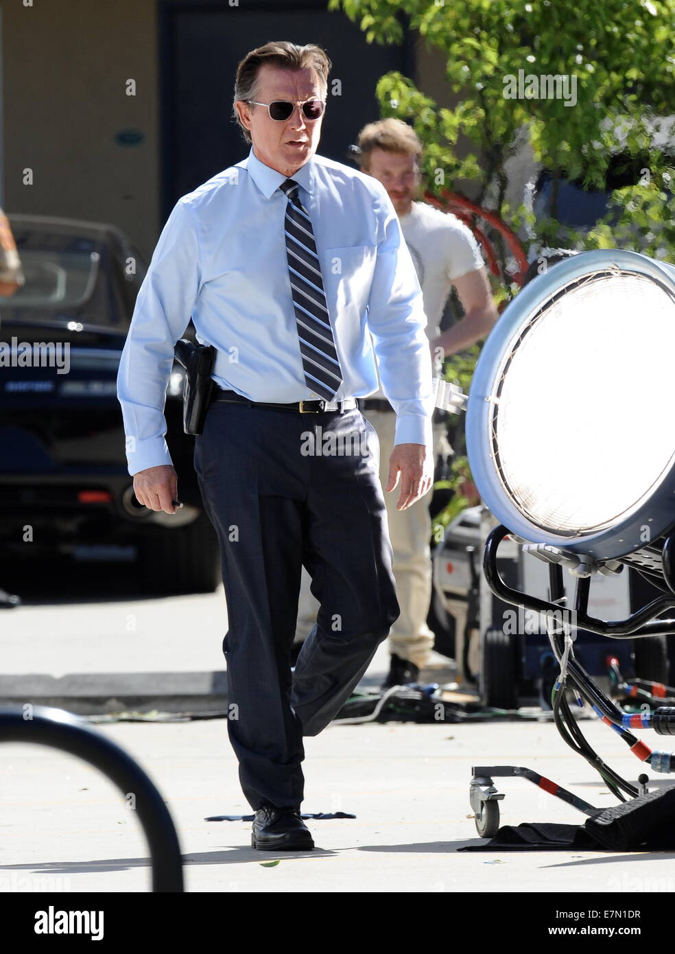 Katharine McPhee sul set del suo nuovo pilota TV 'Scorpion' riprese su posizione con co-star Robert Patrick di Burbank con: Robert Patrick dove: di Burbank, California, Stati Uniti quando: 19 Mar 2014 Foto Stock