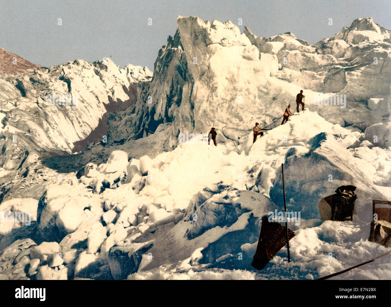 Alta Engadina, Mont Pers ghiacciaio, Grigioni, Svizzera, circa 1900 Foto Stock