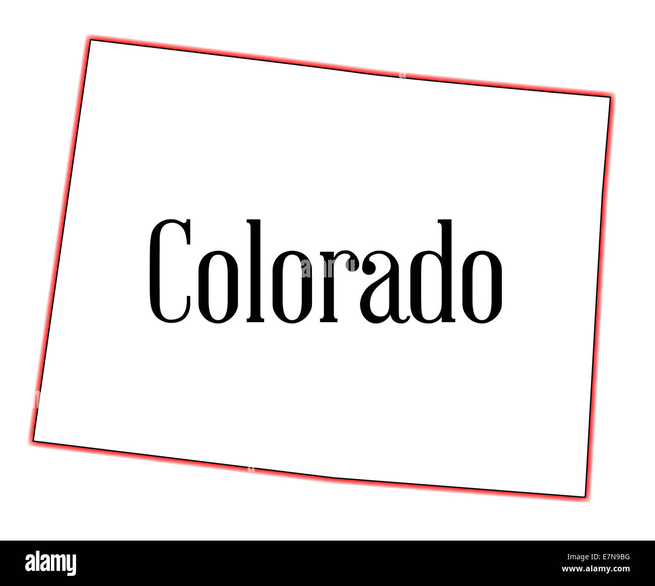 Mappa di stato profilo di Colorado su uno sfondo bianco Foto Stock