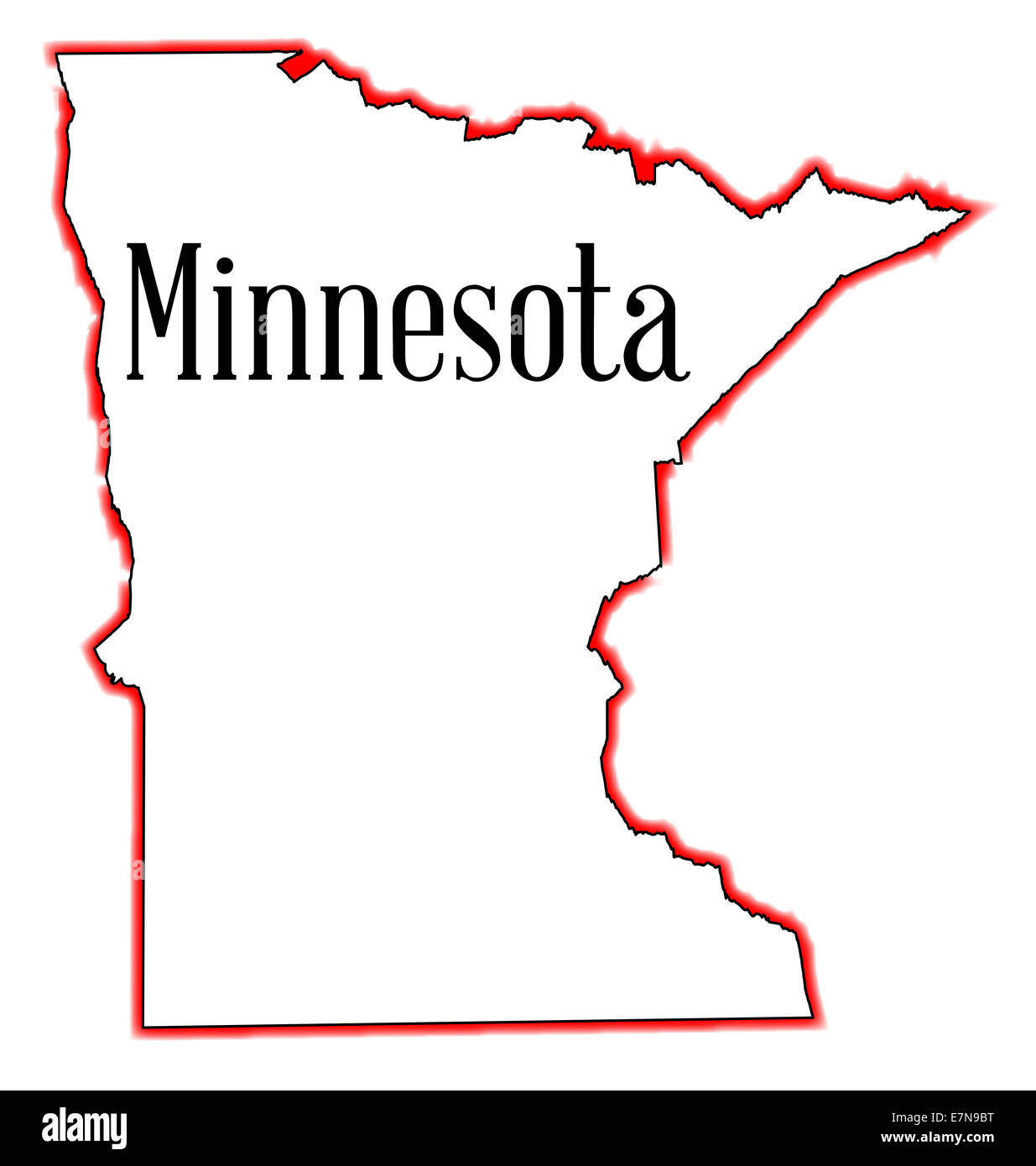 Una mappa di contorno di Minnesota isolato su uno sfondo bianco Foto Stock