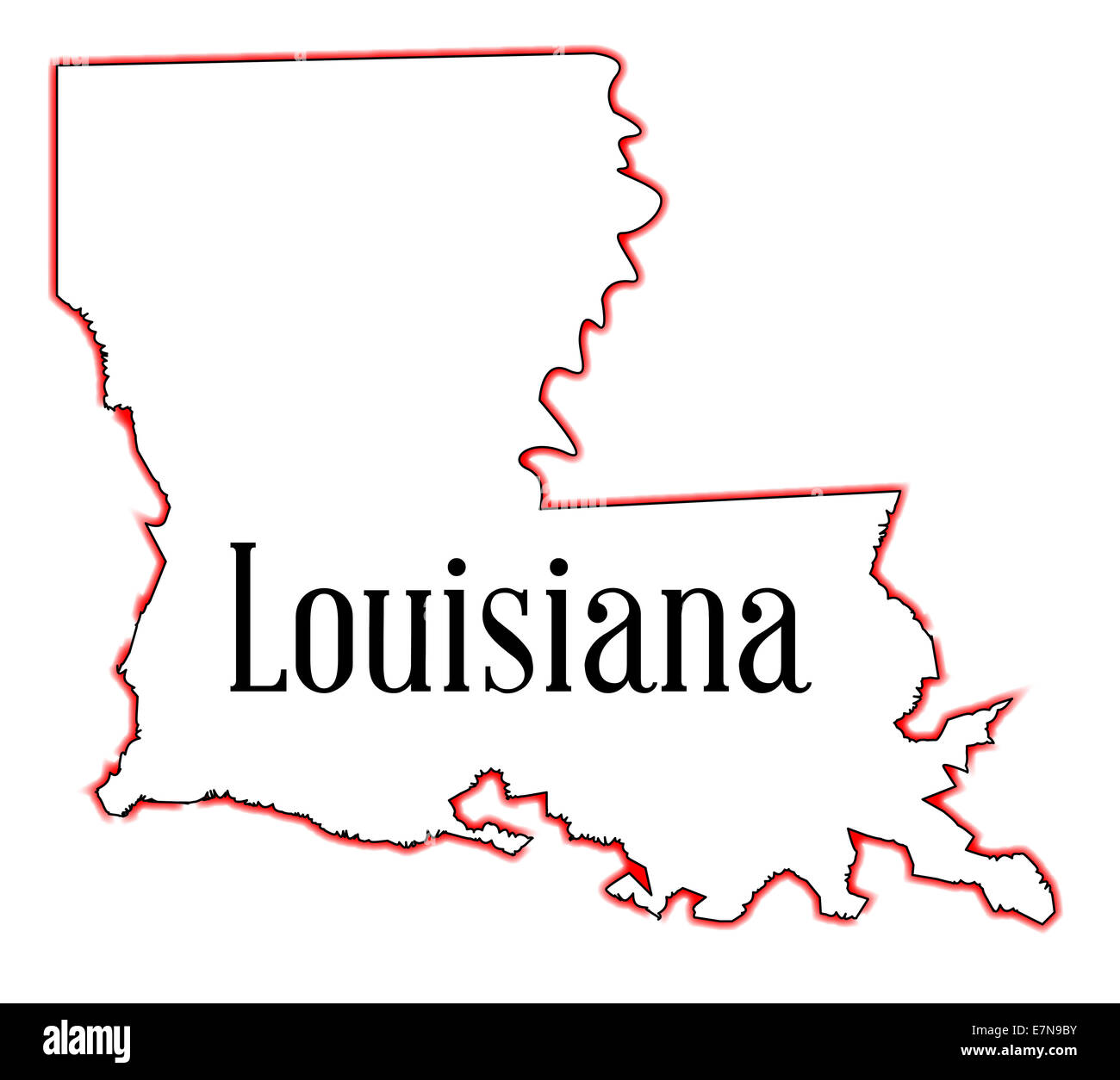 Mappa di stato profilo della Louisiana su uno sfondo bianco Foto Stock