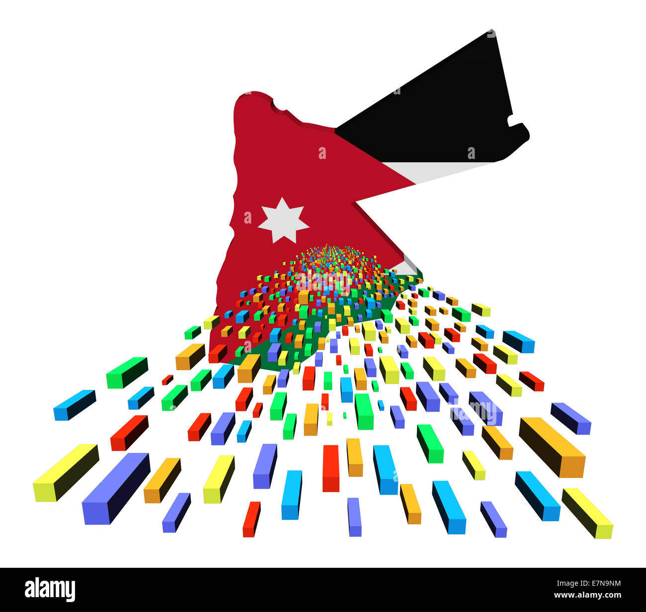 Mappa Giordania bandiera con contenitori illustrazione Foto Stock