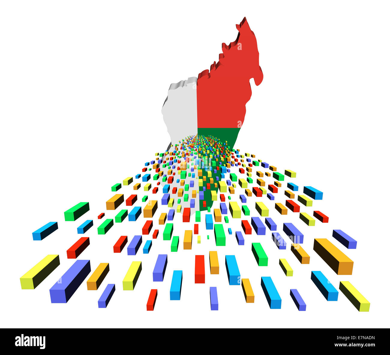 Madagascar mappa bandiera con contenitori illustrazione Foto Stock