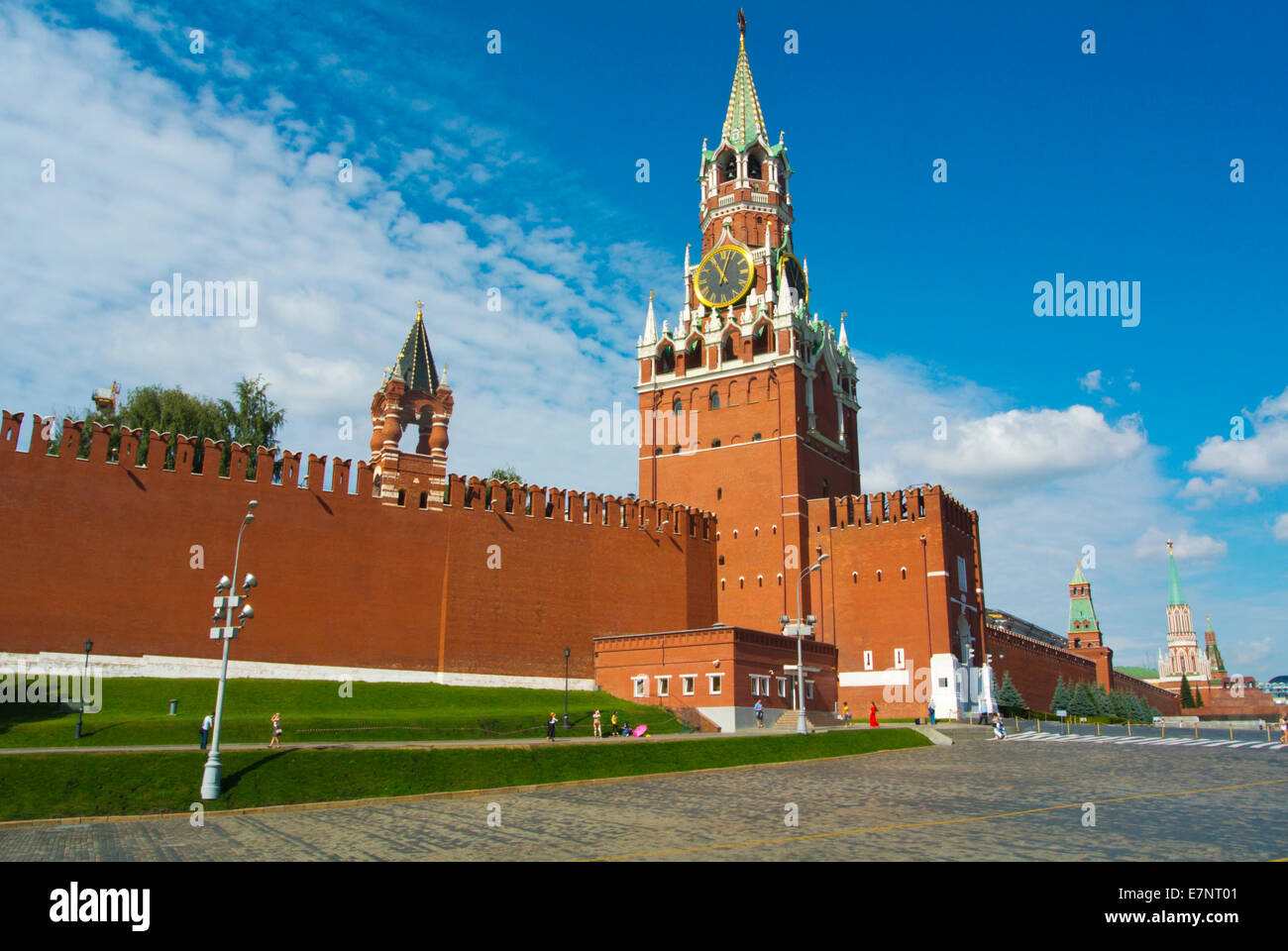 Spasskaya, i salvatori Tower, il Cremlino, visto dalla Piazza Rossa di Mosca, Russia, Europa Foto Stock