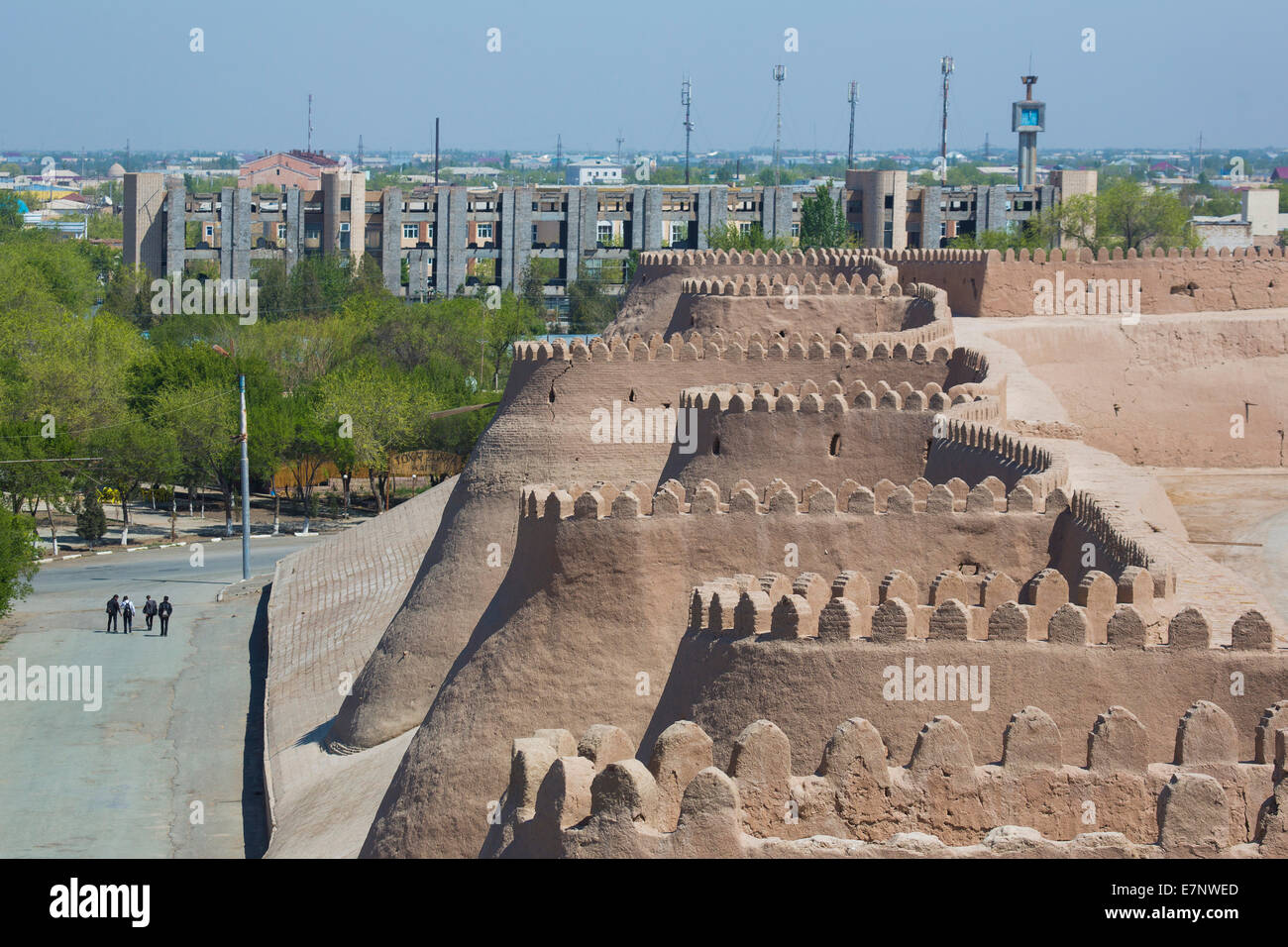 Eredità di Mondo, Khiva, Khorezm, Regione, Uzbekistan, Asia Centrale, Asia, architettura, bastione, città, la storia, la via della seta, turistico Foto Stock
