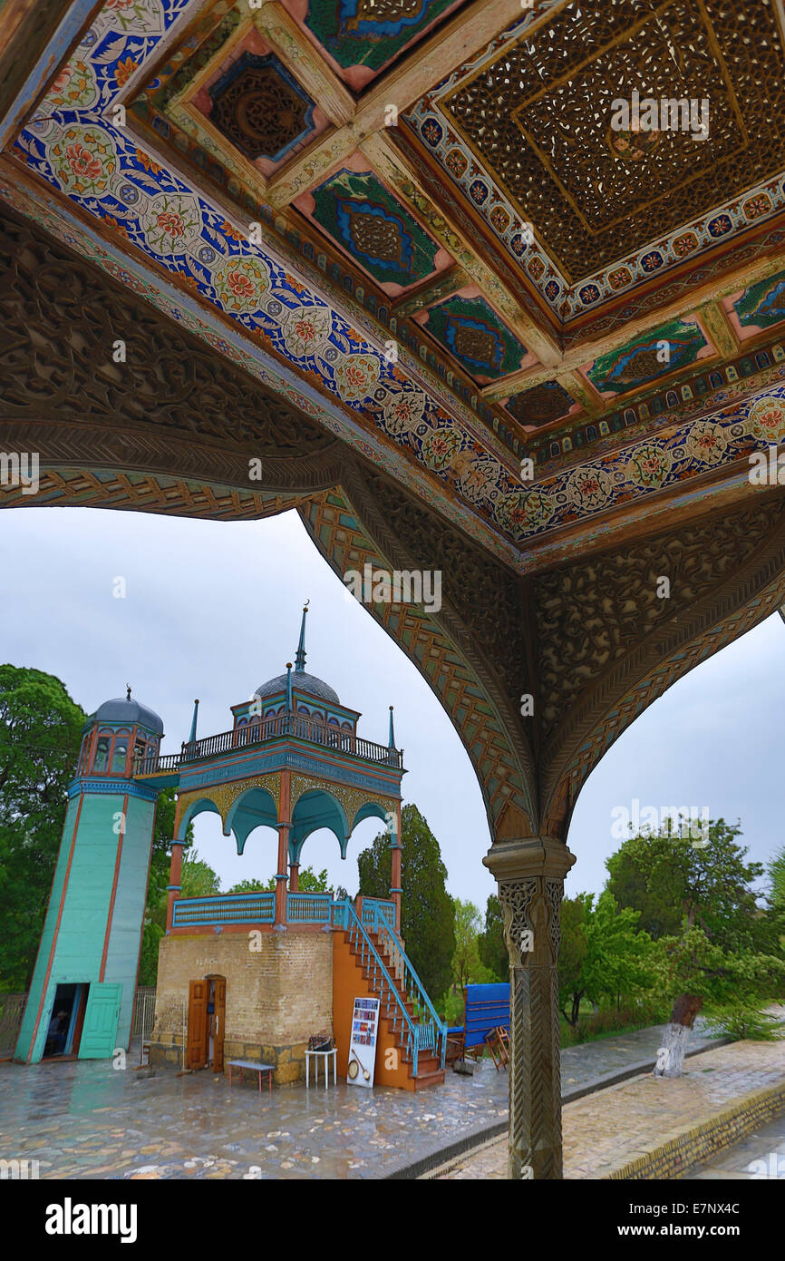 Bukhara, Chor Bakr, complesso, Uzbekistan, Asia Centrale, Asia, architettura, soffitto, città, colorato, decorazione, giardino, storia Foto Stock