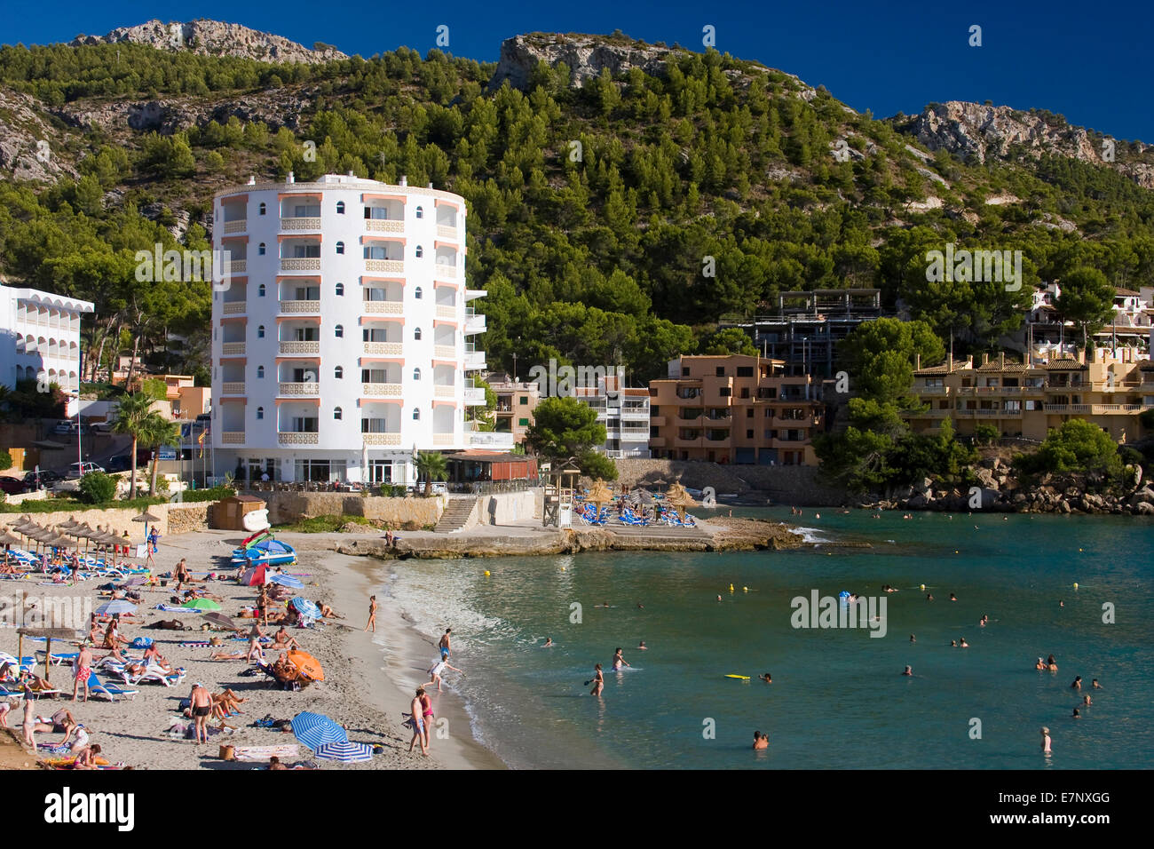 I bagnanti, vacanze, alberghi costa, Mare mediterraneo, persona, le destinazioni, destinazione, spiaggia di sabbia, Spagnolo, vacanza in spiaggia, BEA Foto Stock