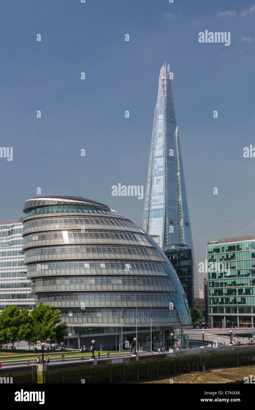 Edificio, città, il City Hall di Londra, Inghilterra, Shard, UK, architettura, nuova, turismo, torre, viaggi di più di Londra, Foto Stock