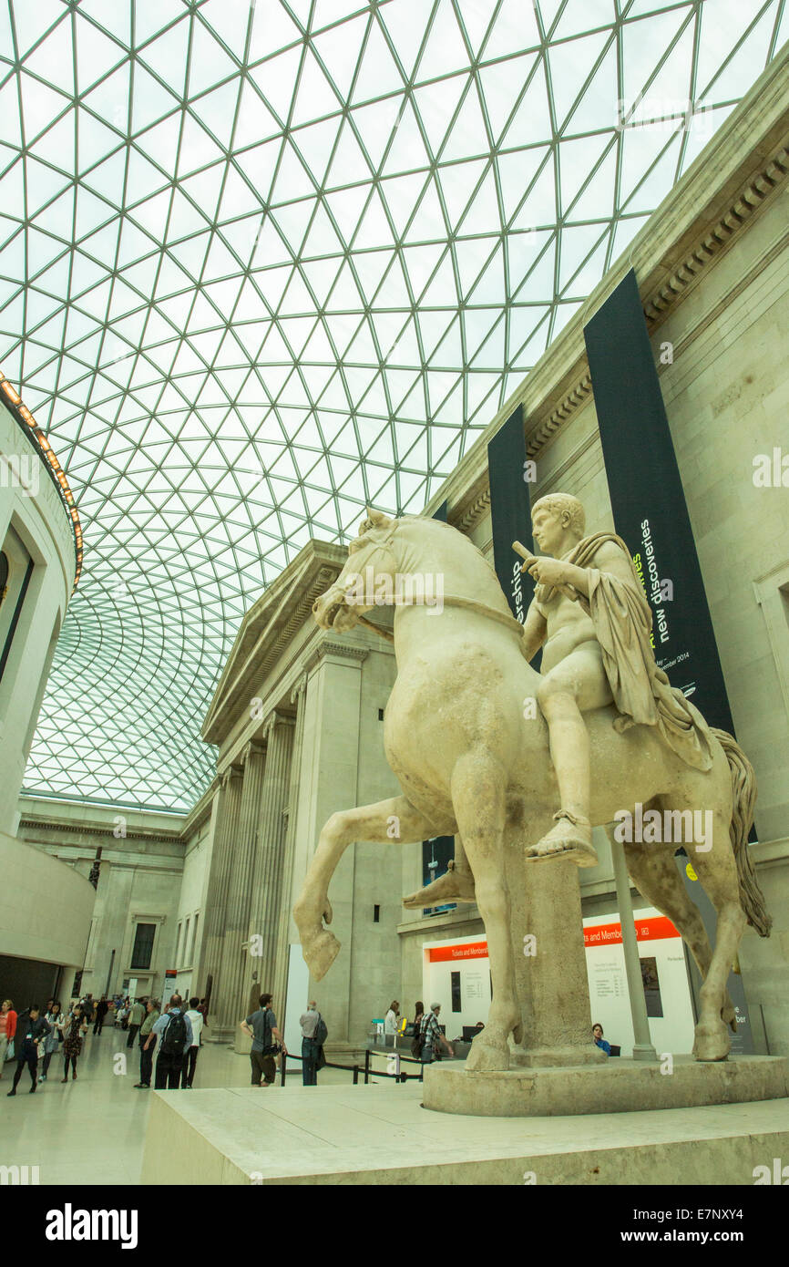 British, British Museum di Londra, Inghilterra, Regno Unito, architettura, arte, grandi, soffitto, colonne coperte, cultura, hall, storia, museo, Foto Stock