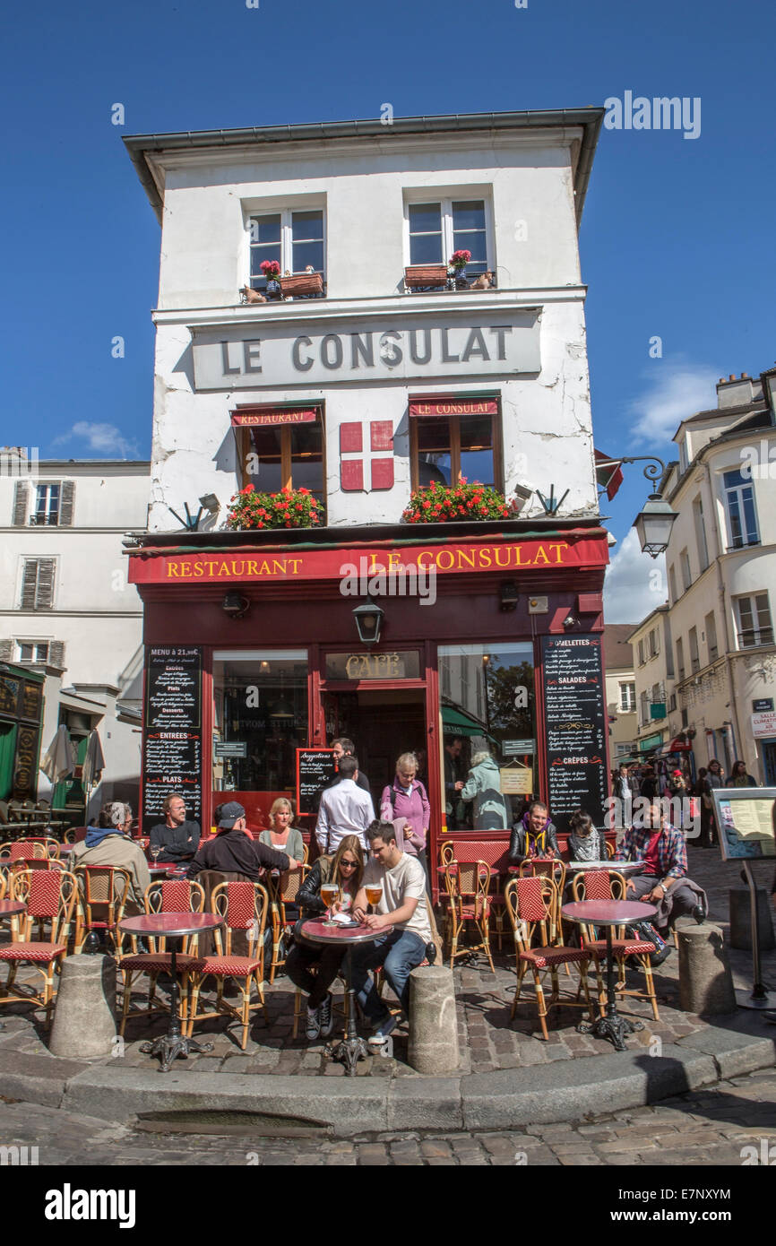 Basilica, chiesa, Città, Francia, Montmartre, Norvins, Parigi, architettura, artisti, cafe, carino, famosa street, terrazza, turismo, Foto Stock