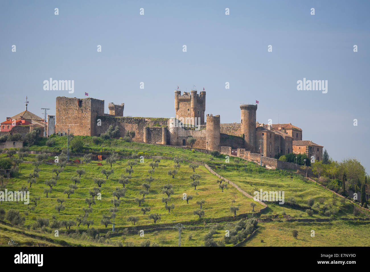 Castiglia, Castello, la città, il castello di Oropesa, Spagna, Europa, architettura, storia, la Mancha, paesaggio, skyline, turismo, viaggi Foto Stock