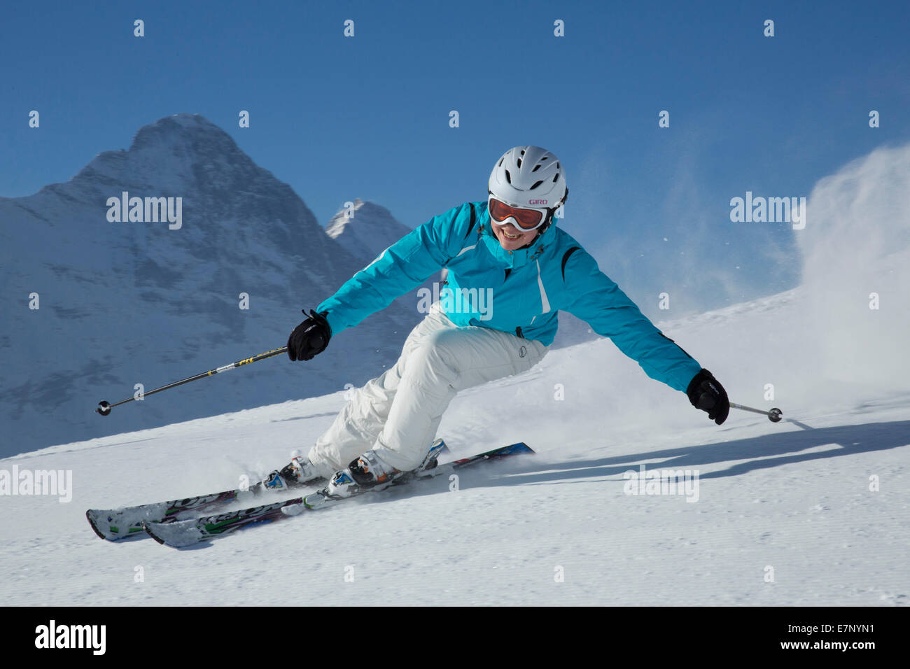 Sci, sci, Grindelwald, ridge, Eiger e Jungfrau, montagna, Montagne, sci sci, carving, inverno, sport invernali, il cantone di Berna, Foto Stock