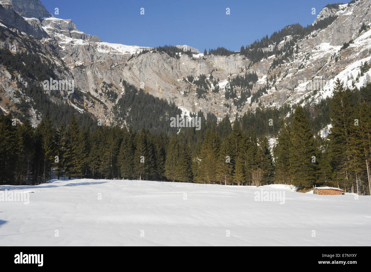 La Svizzera, alpine, alpi, chiaro, freddo, paese, giorno destinazioni, Engelberg, Europa, il paesaggio di montagna, montagne, all'aperto, Foto Stock