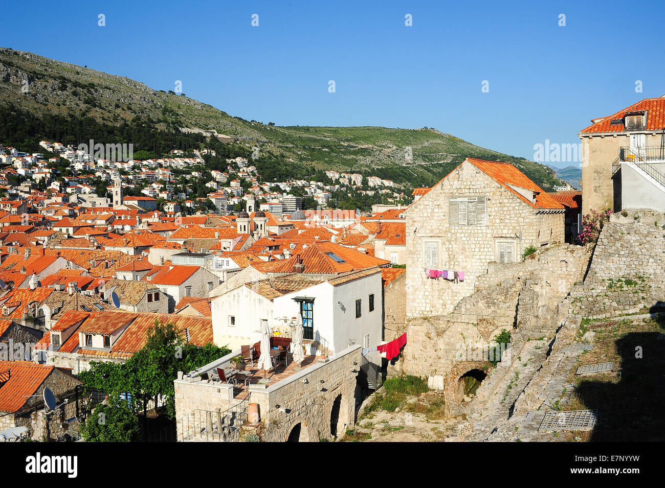 Castello, Adriatico, antica, architettura, luminoso, città cityscape, COSTA, COSTA, Croazia, Balcani, Europa, Dalmazia, Dubrovni Foto Stock