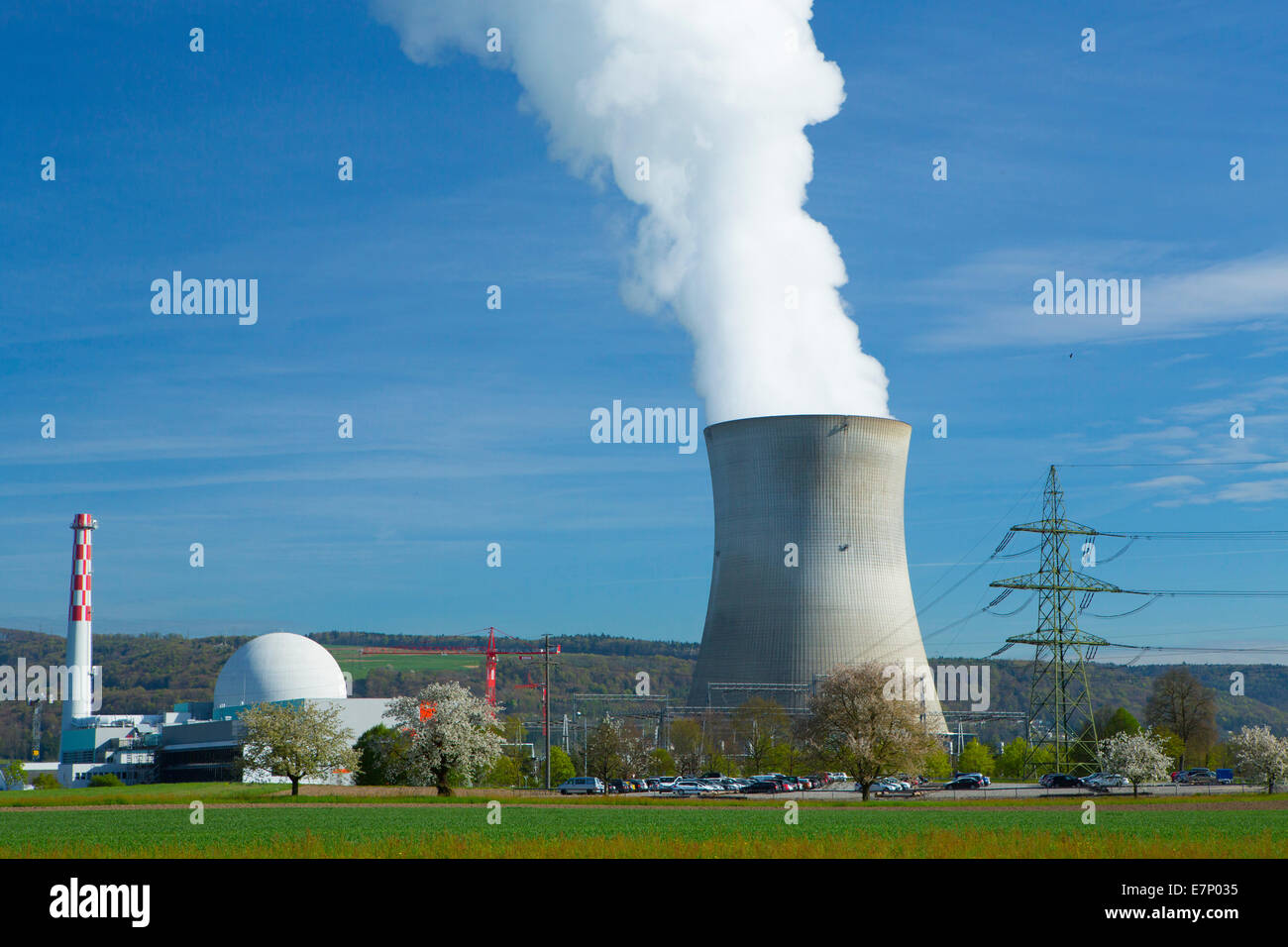 KKW, la centrale nucleare di Leibstadt, Atomkraftwerk, Reno, molla, Canton, AG, Argovia, energia nucleare, Svizzera, Europ Foto Stock