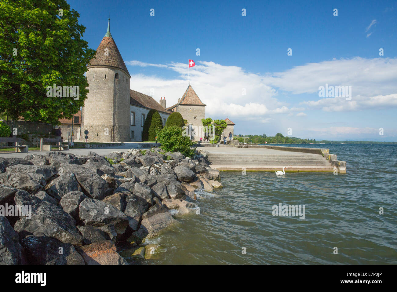 La Cote VD, castello, ruolo, roll, il lago di Ginevra, Canton, VD, Vaud, Western Svizzera romanda, sul lago di Ginevra, Svizzera, Europa Foto Stock