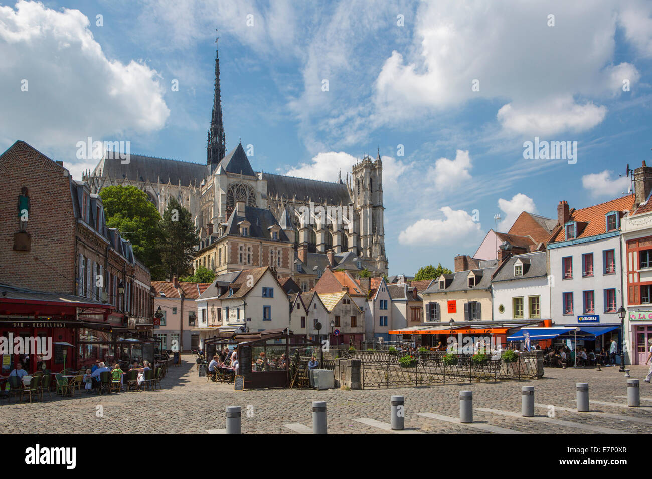 Eredità di Mondo, Amiens, Francia, Europa, architettura, cattedrale, la città, la storia, le porte, ristorante, luogo, terrazza, turistico Foto Stock