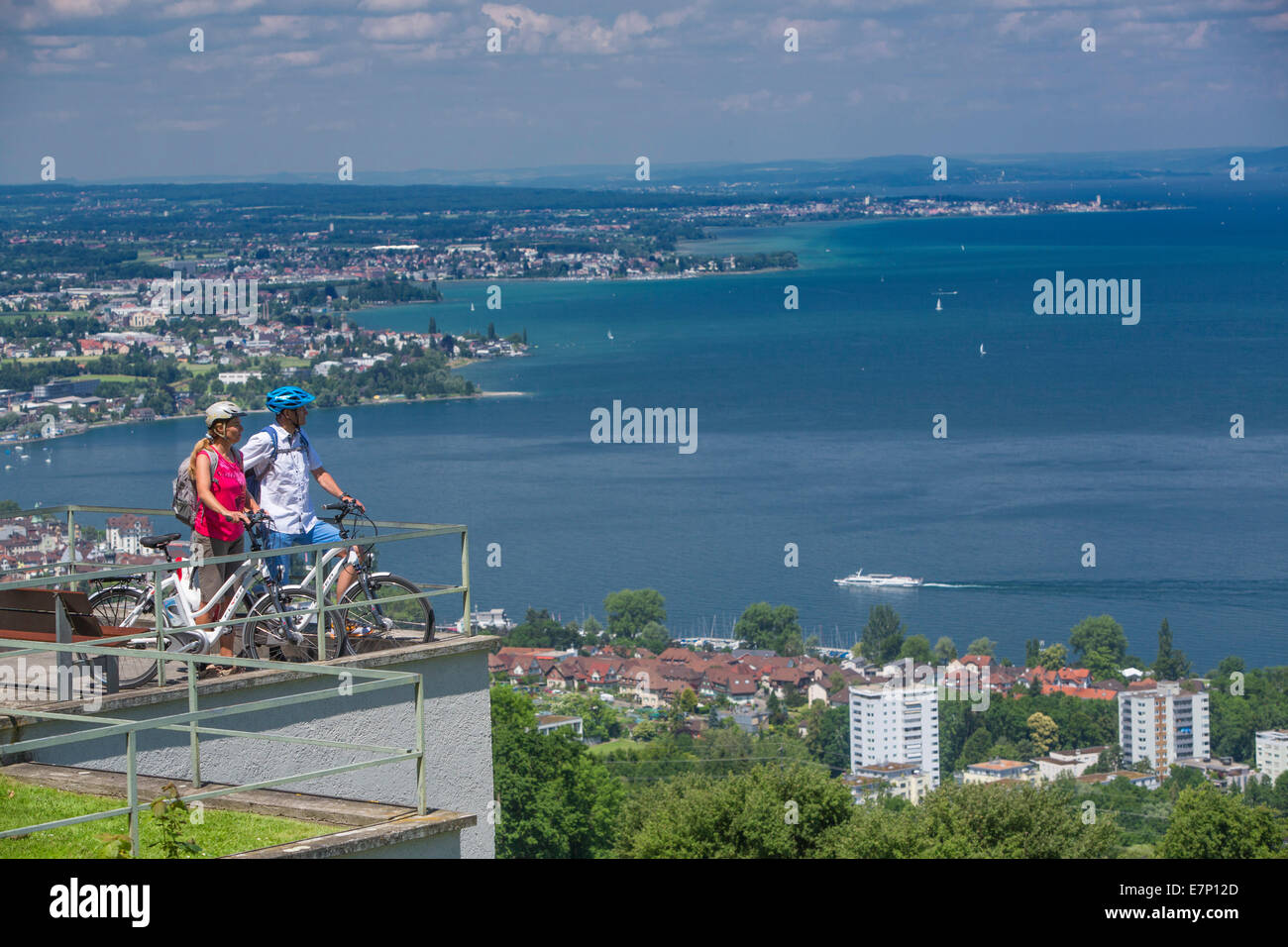 Il lago di Costanza, biker, Lago di Costanza, Rorschach, cuore percorso, bicicletta, biciclette, moto, in sella ad una bicicletta, SG, Canton San Gallo, Foto Stock