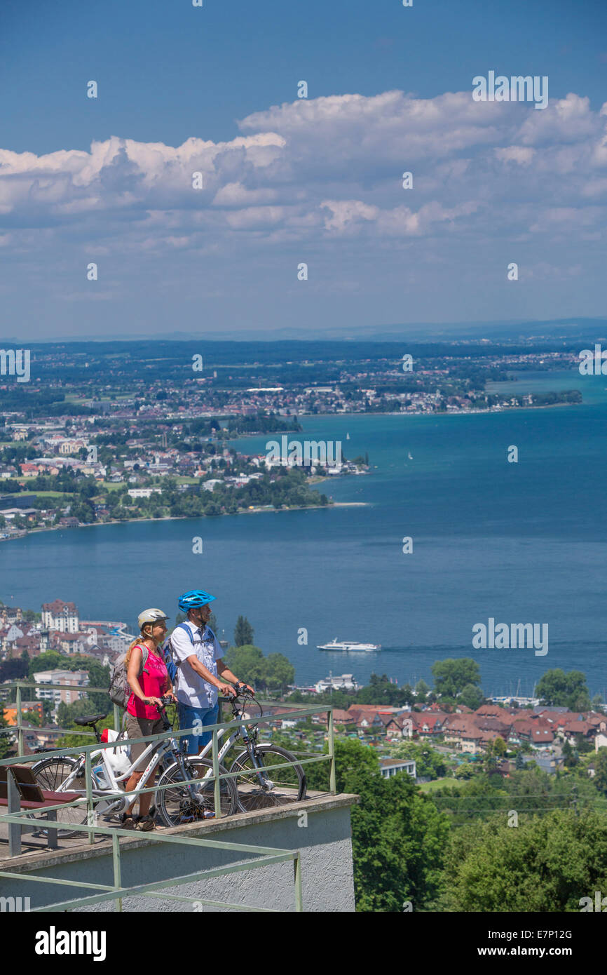 Il lago di Costanza, biker, Lago di Costanza, Rorschach, cuore percorso, bicicletta, biciclette, moto, in sella ad una bicicletta, SG, Canton San Gallo, Foto Stock