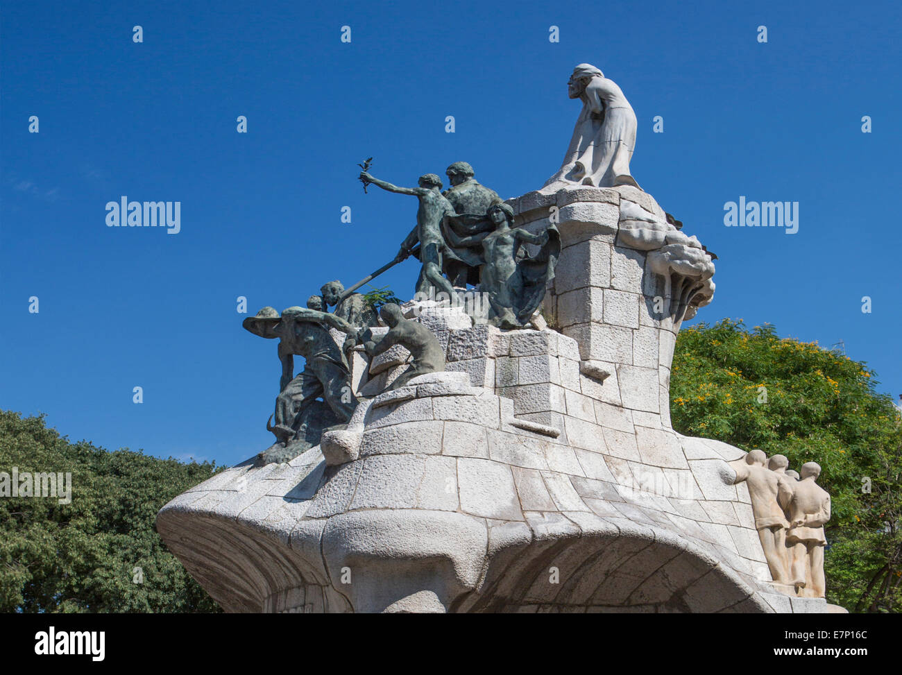 Barcellona, la città, medico, Jose Llimona, Robert Bartomeu, monumento, architettura, Catalonia, downtown, Spagna, Europa Touristic, t Foto Stock