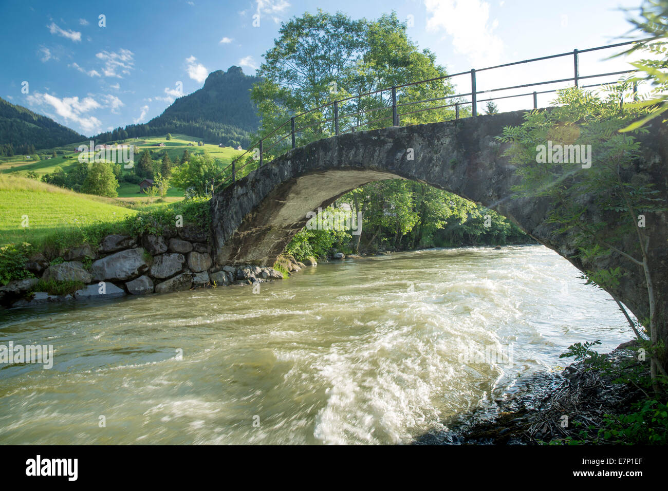 Toggenburg, Thurbrücke, Stein, fiume, flusso, corpo di acqua, acqua, SG, Canton San Gallo, Gio, bridge, Svizzera, Europa Foto Stock