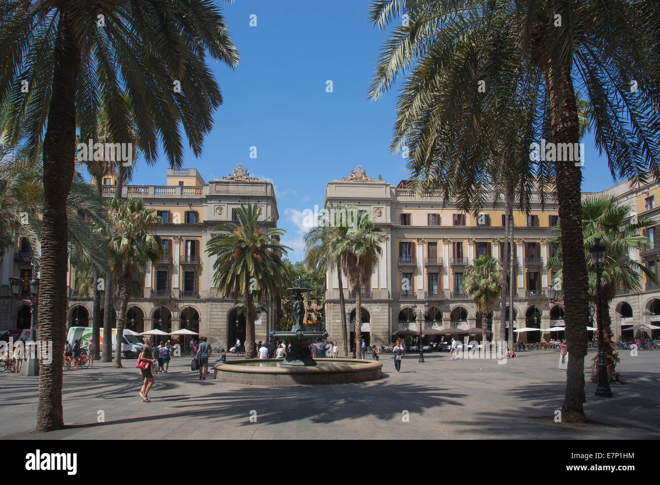 Barcellona, la città, Ramblas, reale, architettura, Catalonia, chiostro, il centro, la città vecchia, palm, palme, Spagna, Europa, quadrato, Foto Stock