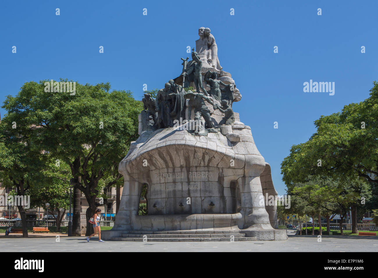 Barcellona, la città, medico, Jose Llimona, Robert Bartomeu, monumento, architettura, Catalonia, downtown, Spagna, Europa Touristic, t Foto Stock
